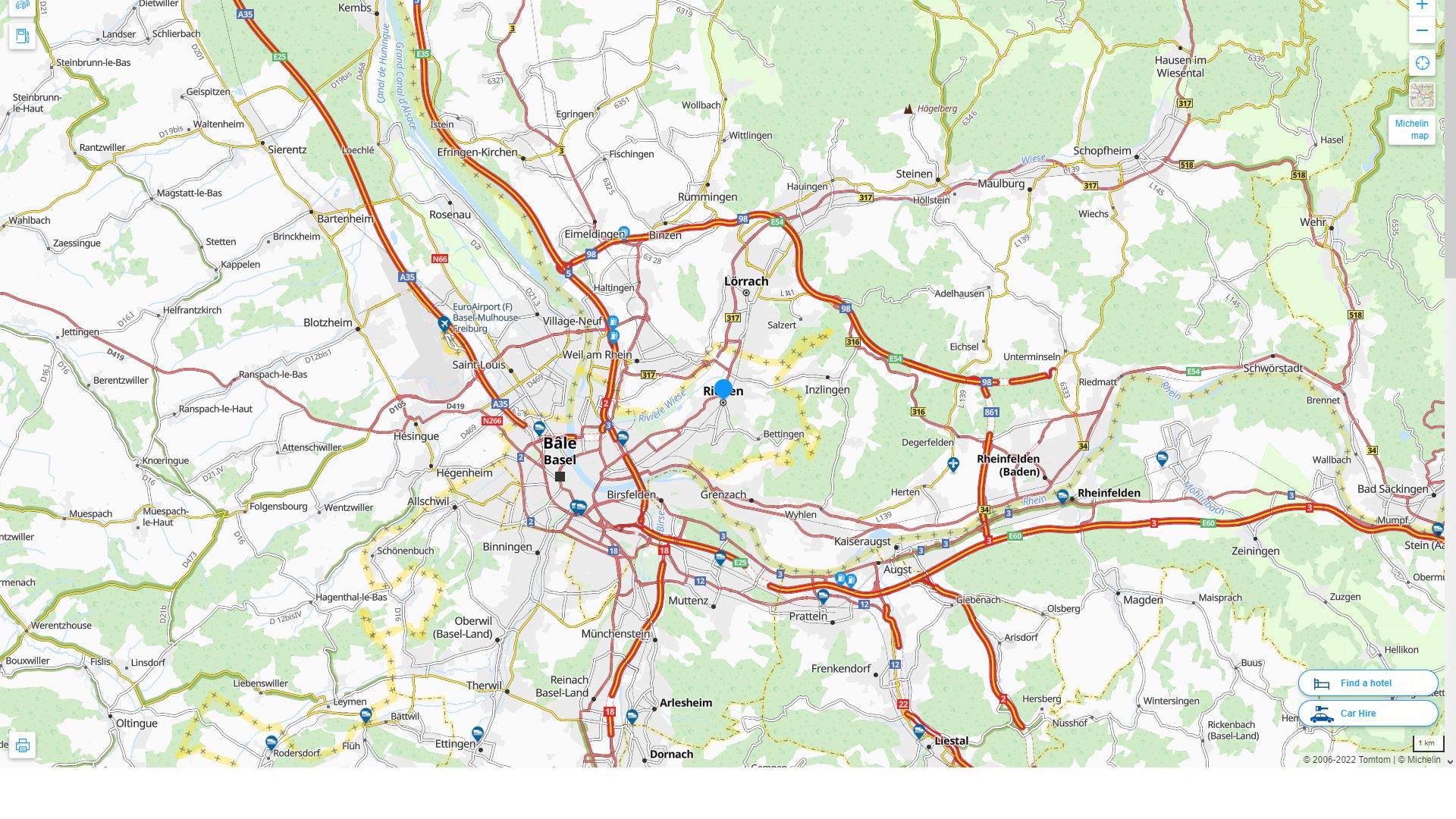 Riehen Suisse Autoroute et carte routiere